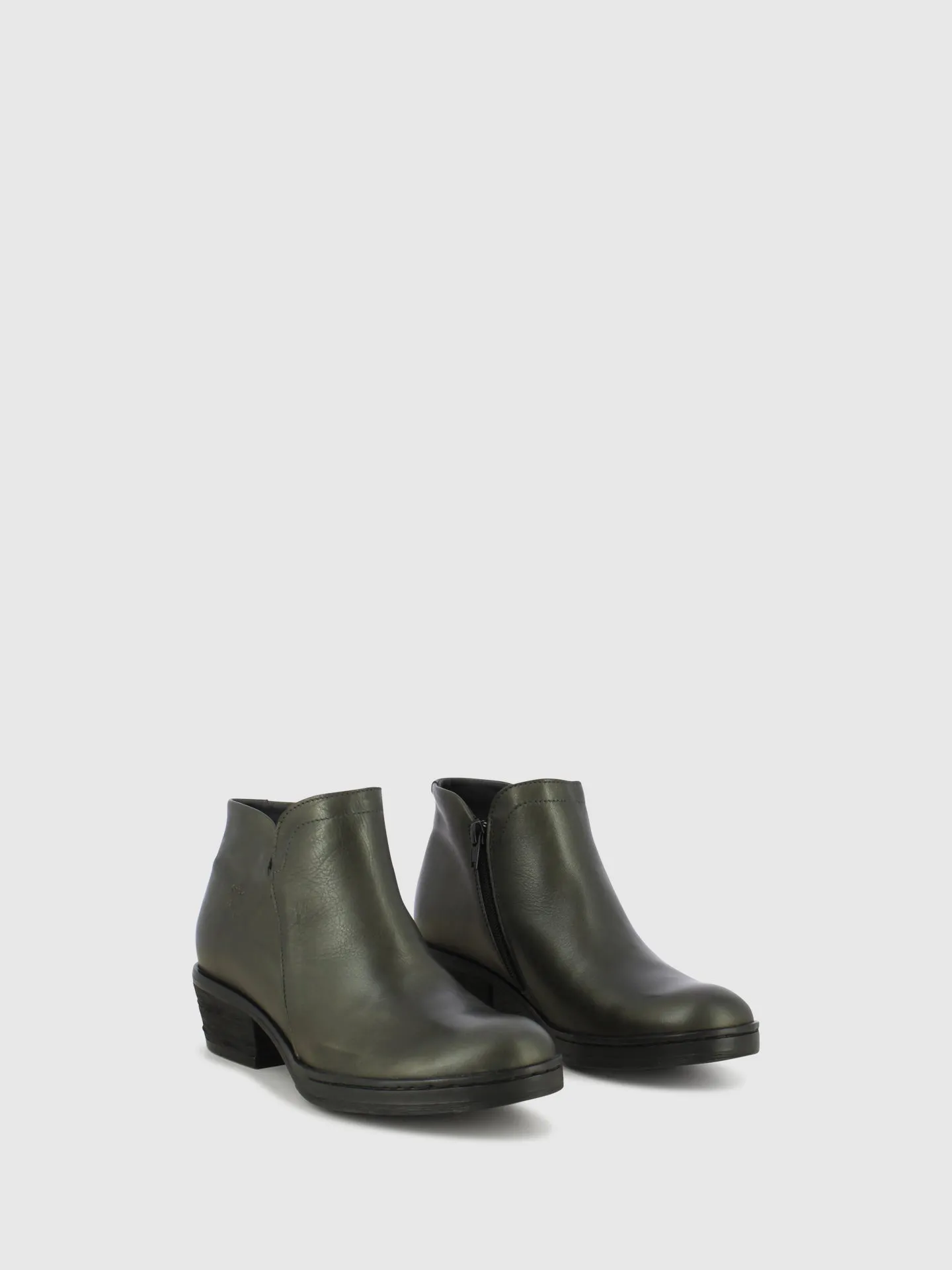 Anthracite Zip Up Ankle Boots