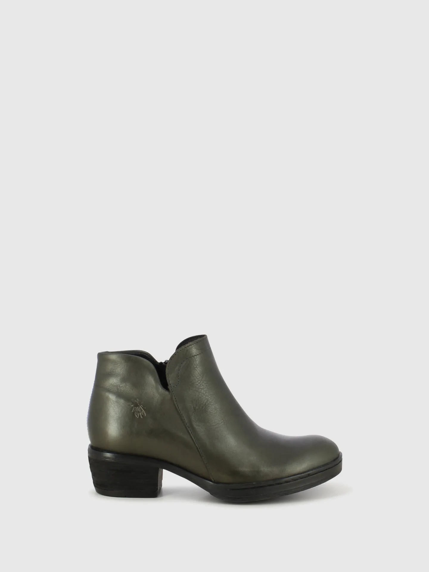 Anthracite Zip Up Ankle Boots
