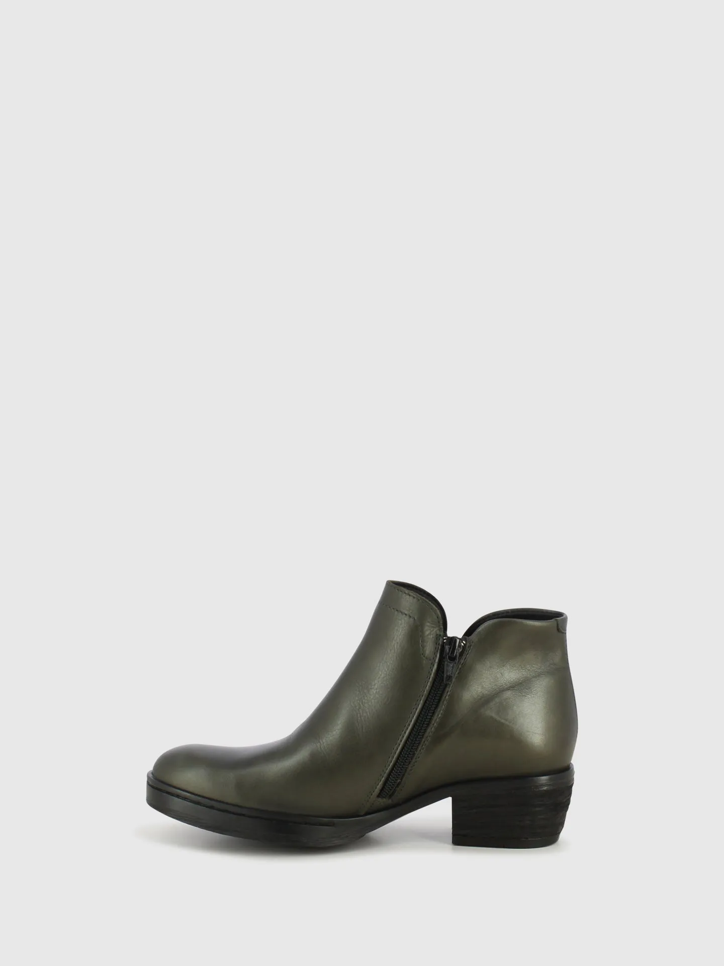 Anthracite Zip Up Ankle Boots