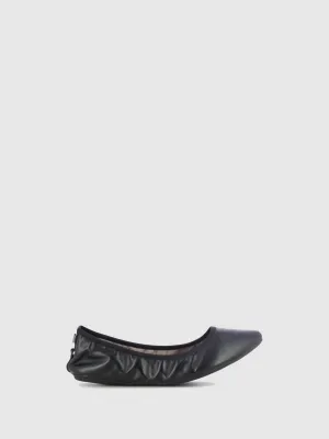 Black Round Toe Ballerinas