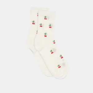 CHERRY WAFFLE KNIT SOCKS WHITE RED Dolce Vita