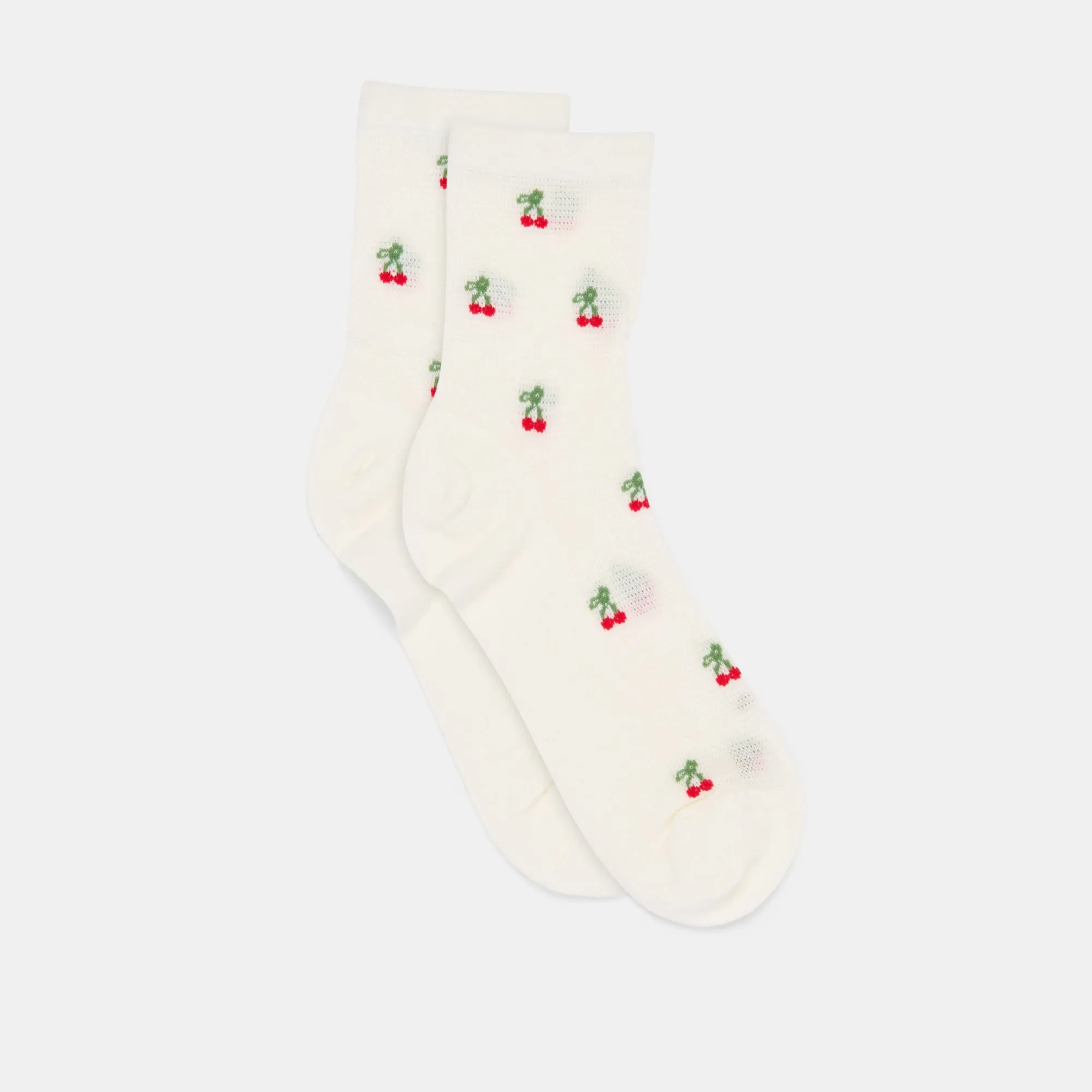 CHERRY WAFFLE KNIT SOCKS WHITE RED Dolce Vita