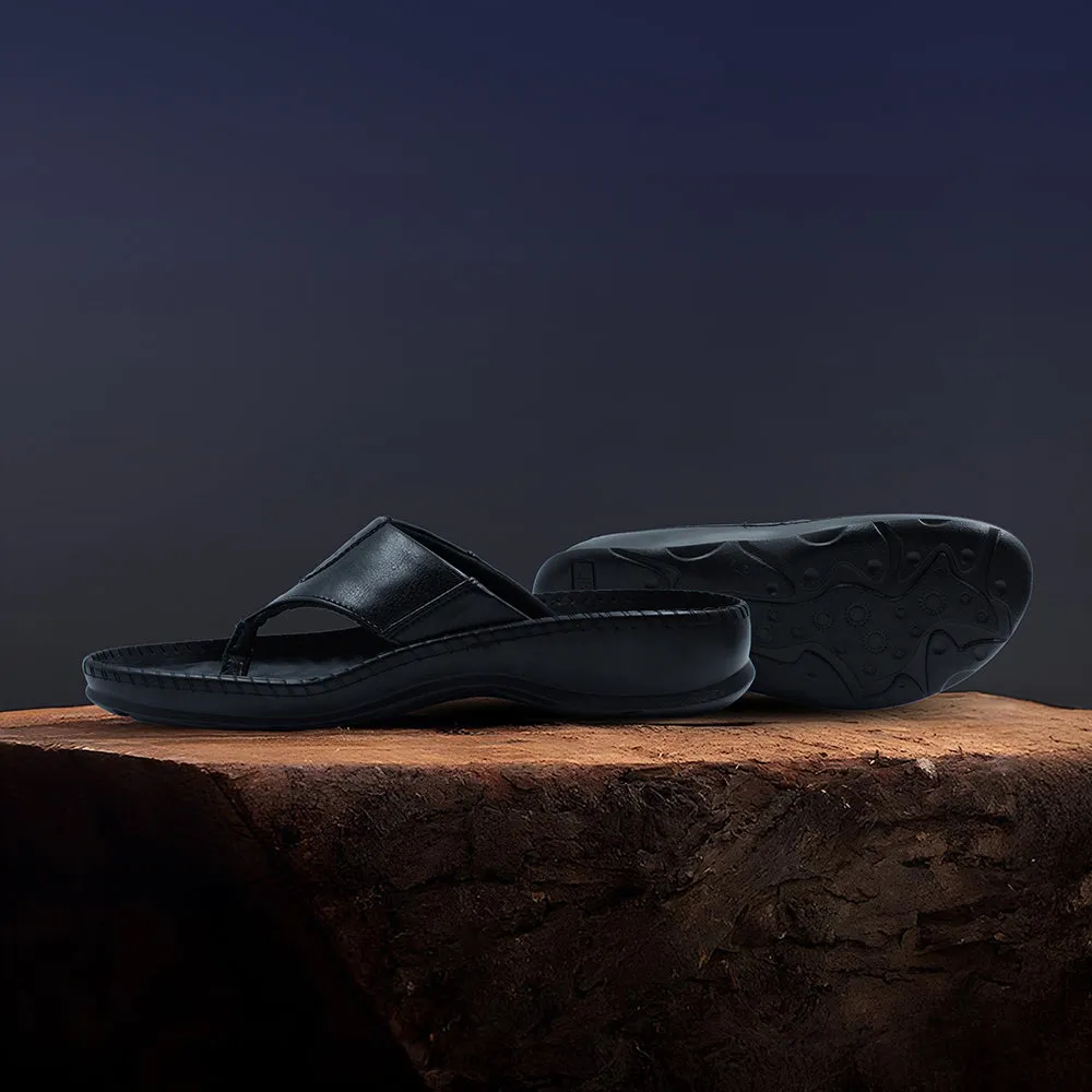 Coolers Black Casual Slipper For Men META-1 By Liberty