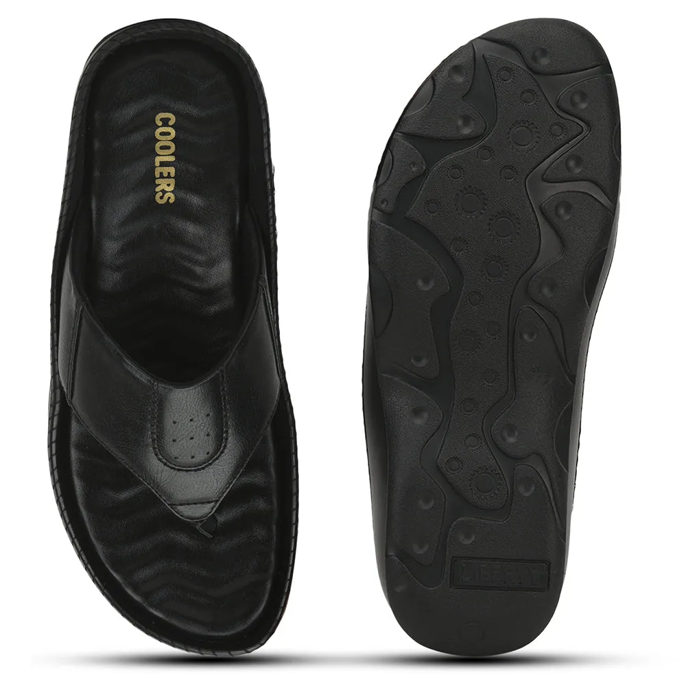 Coolers Black Casual Slipper For Men META-1 By Liberty