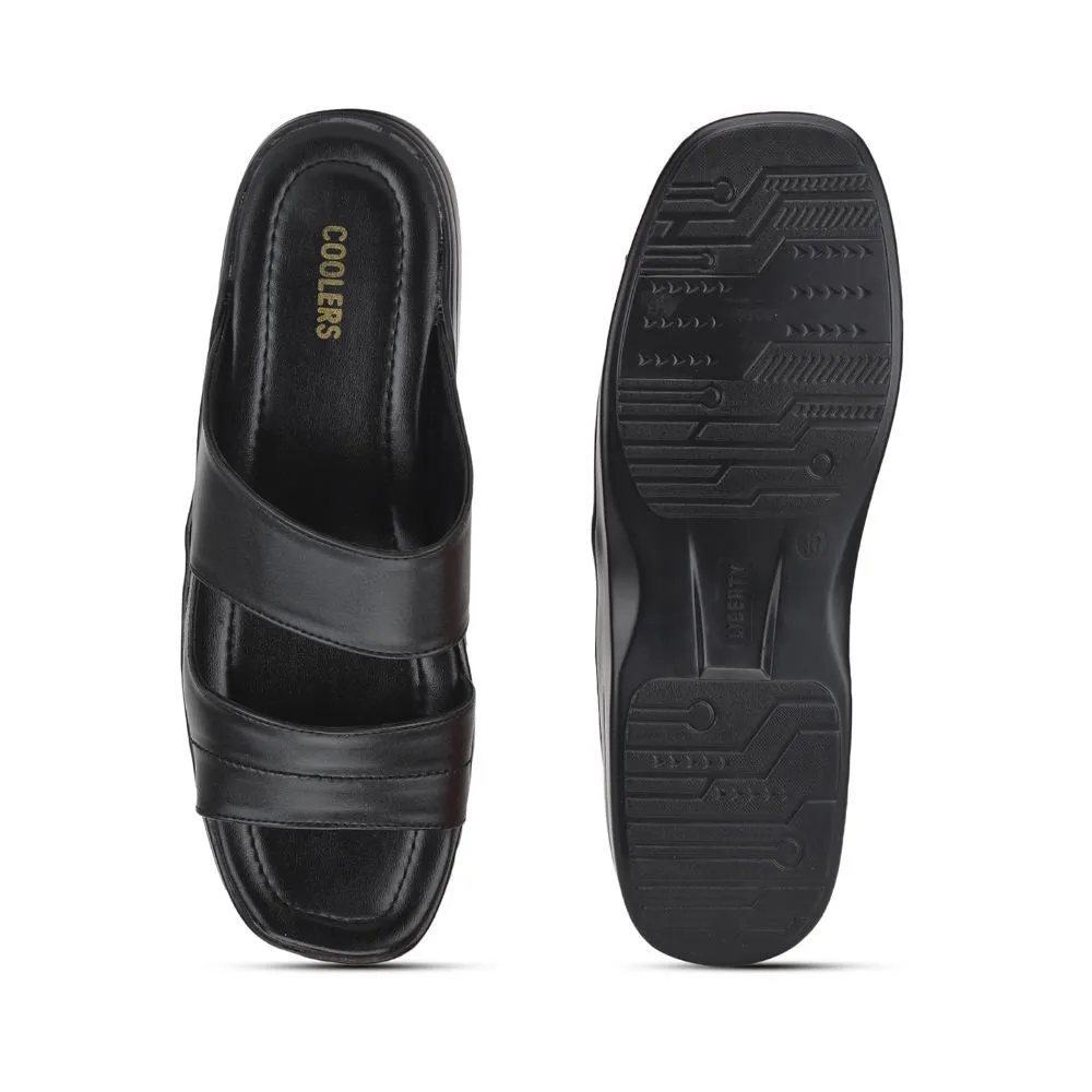 Coolers Casual Black Slippers For Men 2050-S209 By Liberty