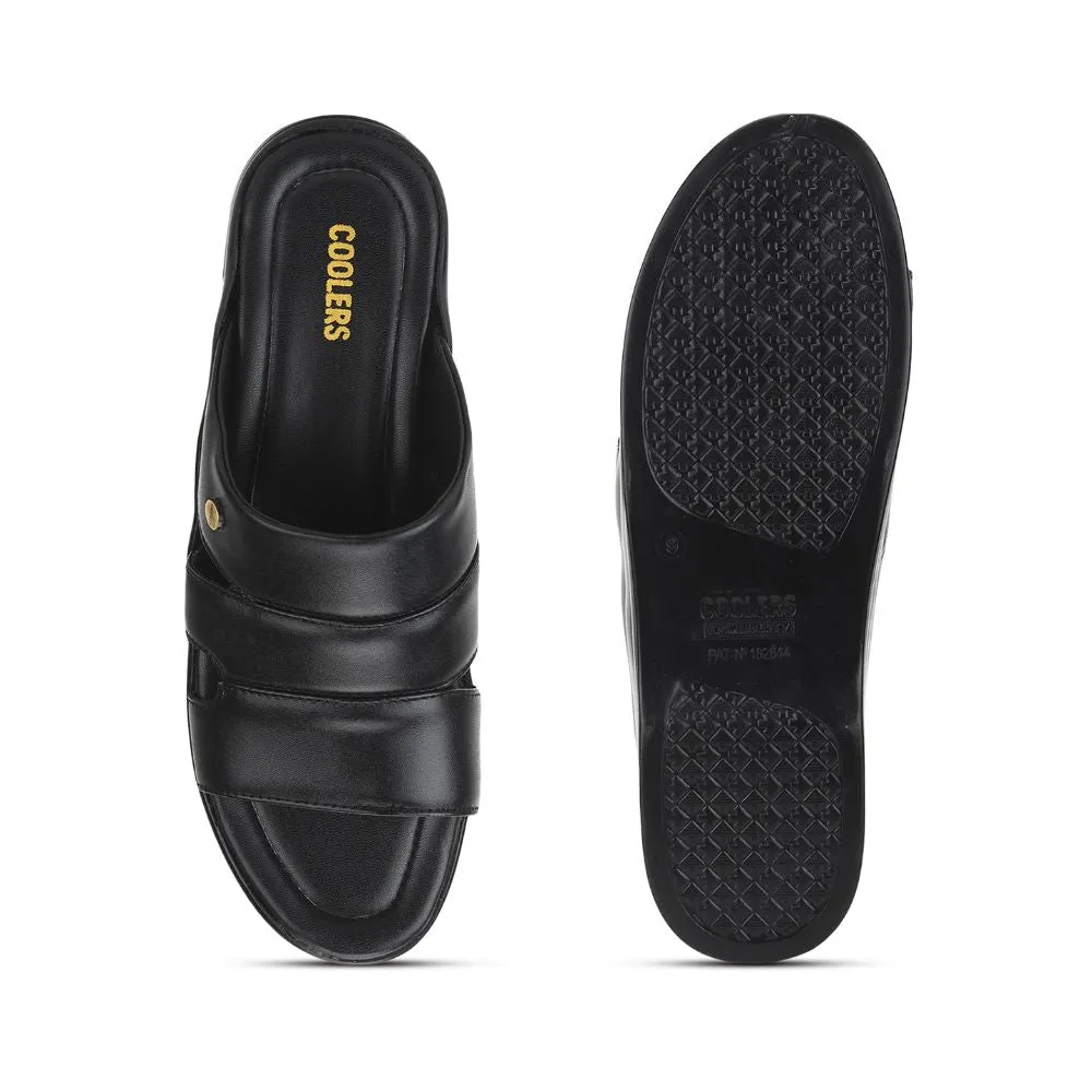 Coolers Casual Black Slippers For Men 7123-510 By Liberty