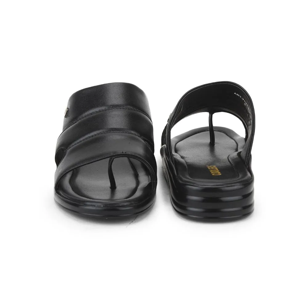 Coolers Casual Black Slippers For Men 7123-510 By Liberty