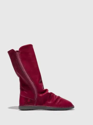 Crimson Knee-High Boots