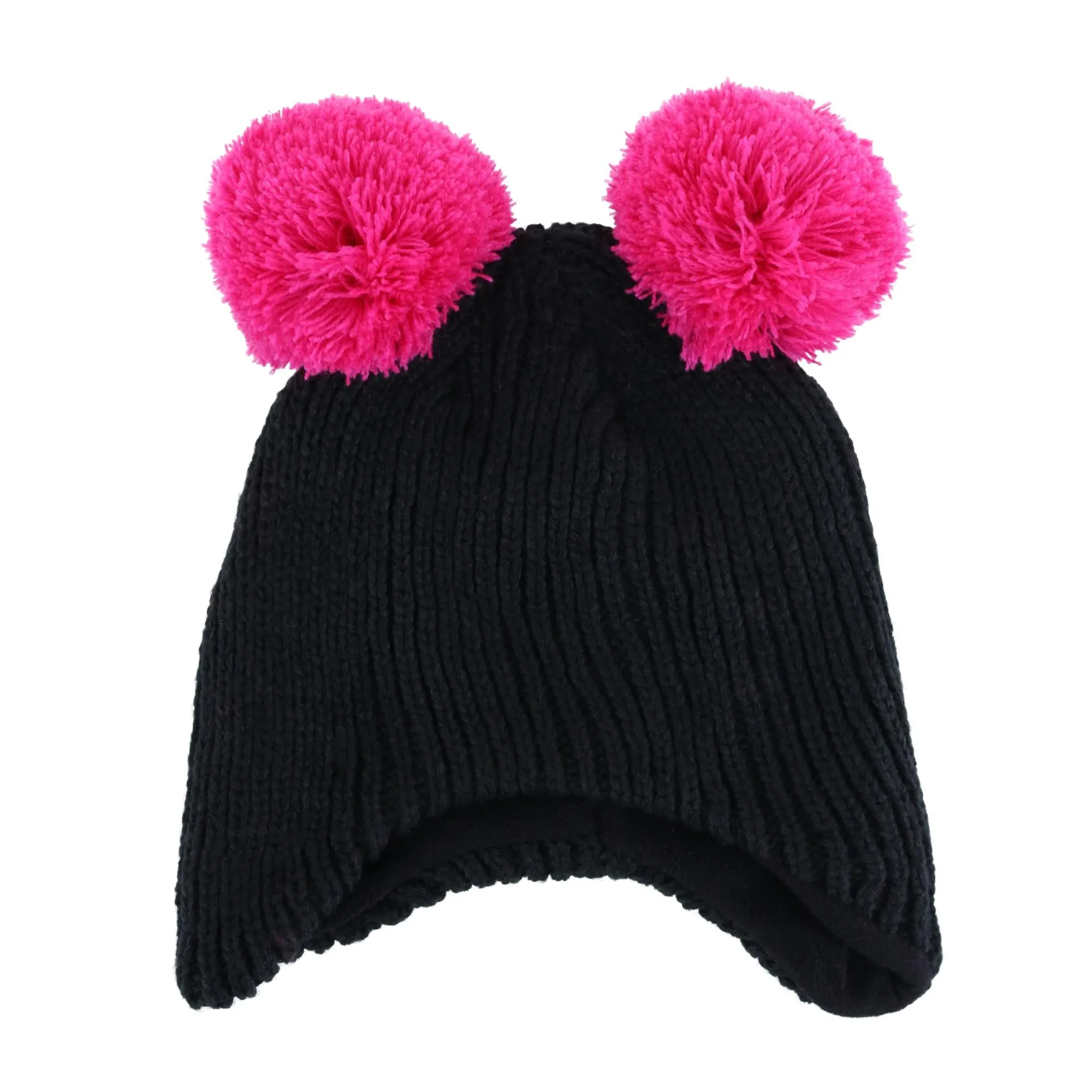 Girl's 3-6 Winter Ribbed Knit Aviator Hat and Glove 2-Piece Set