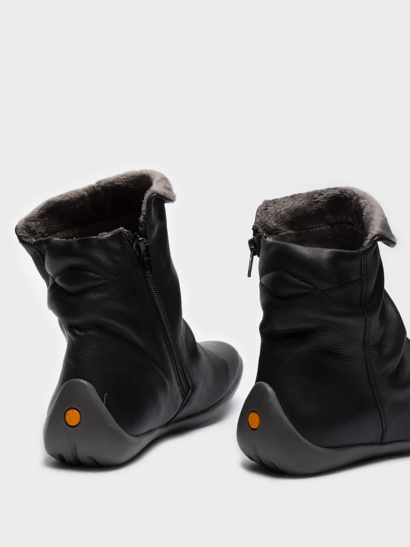 Gray Black Zip Up Ankle Boots