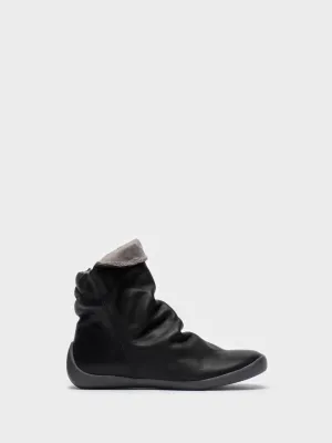 Gray Black Zip Up Ankle Boots