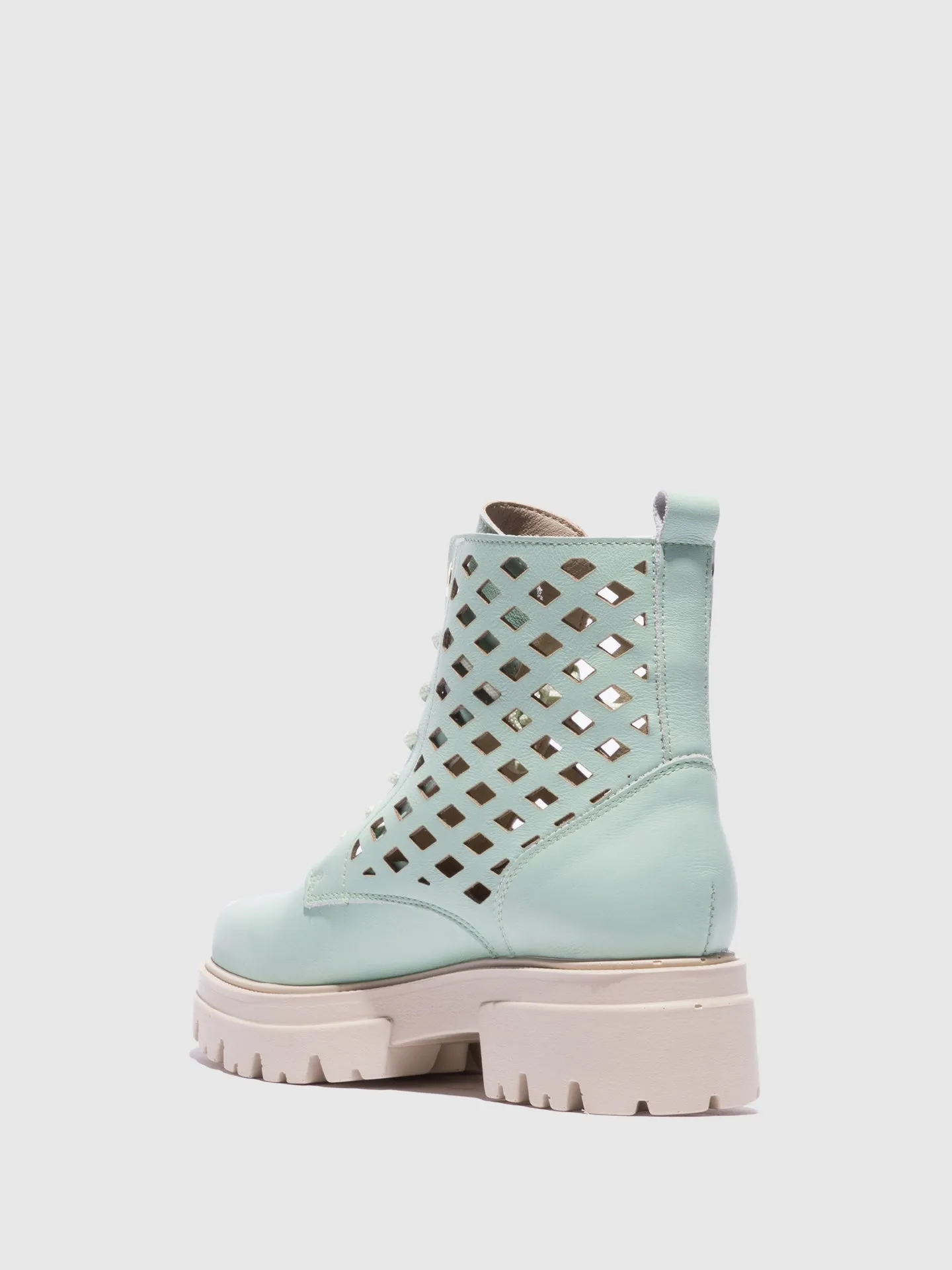 Green Lace-up Ankle Boots
