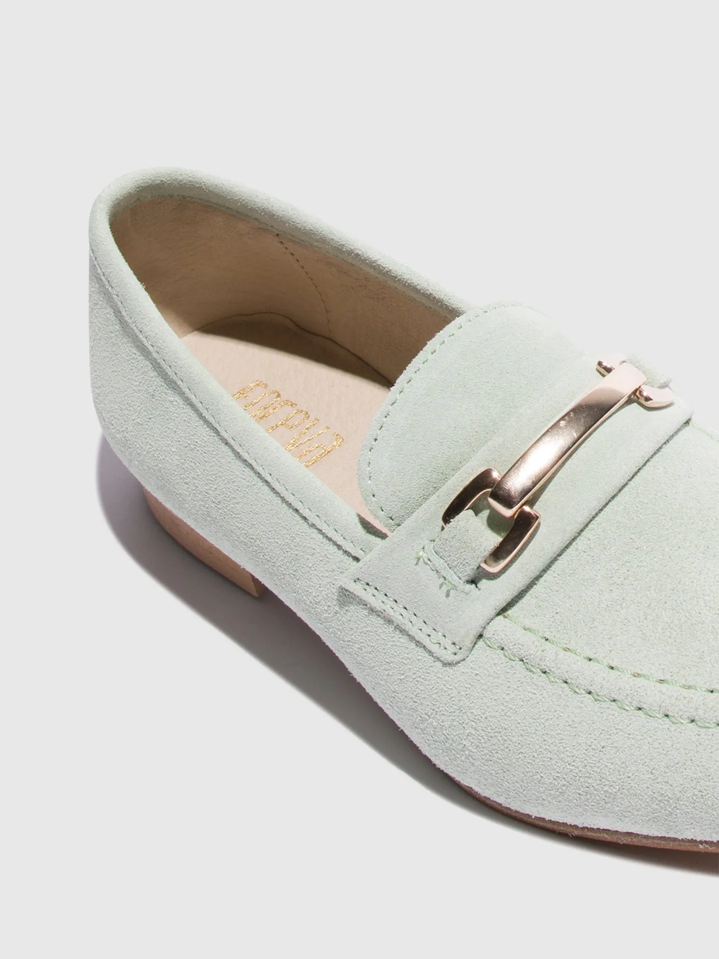 Green Metallic Detail Loafers