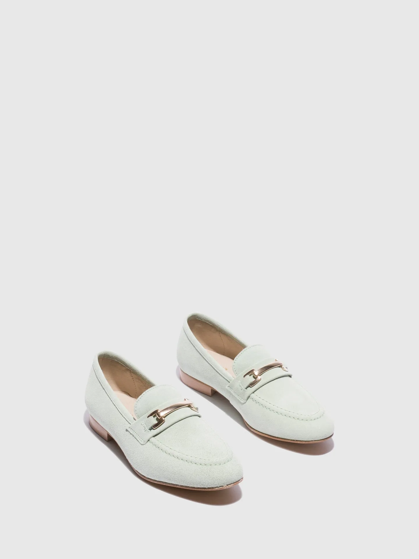 Green Metallic Detail Loafers