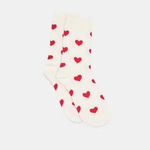 HEARTS CREW SOCKS WHITE RED Dolce Vita