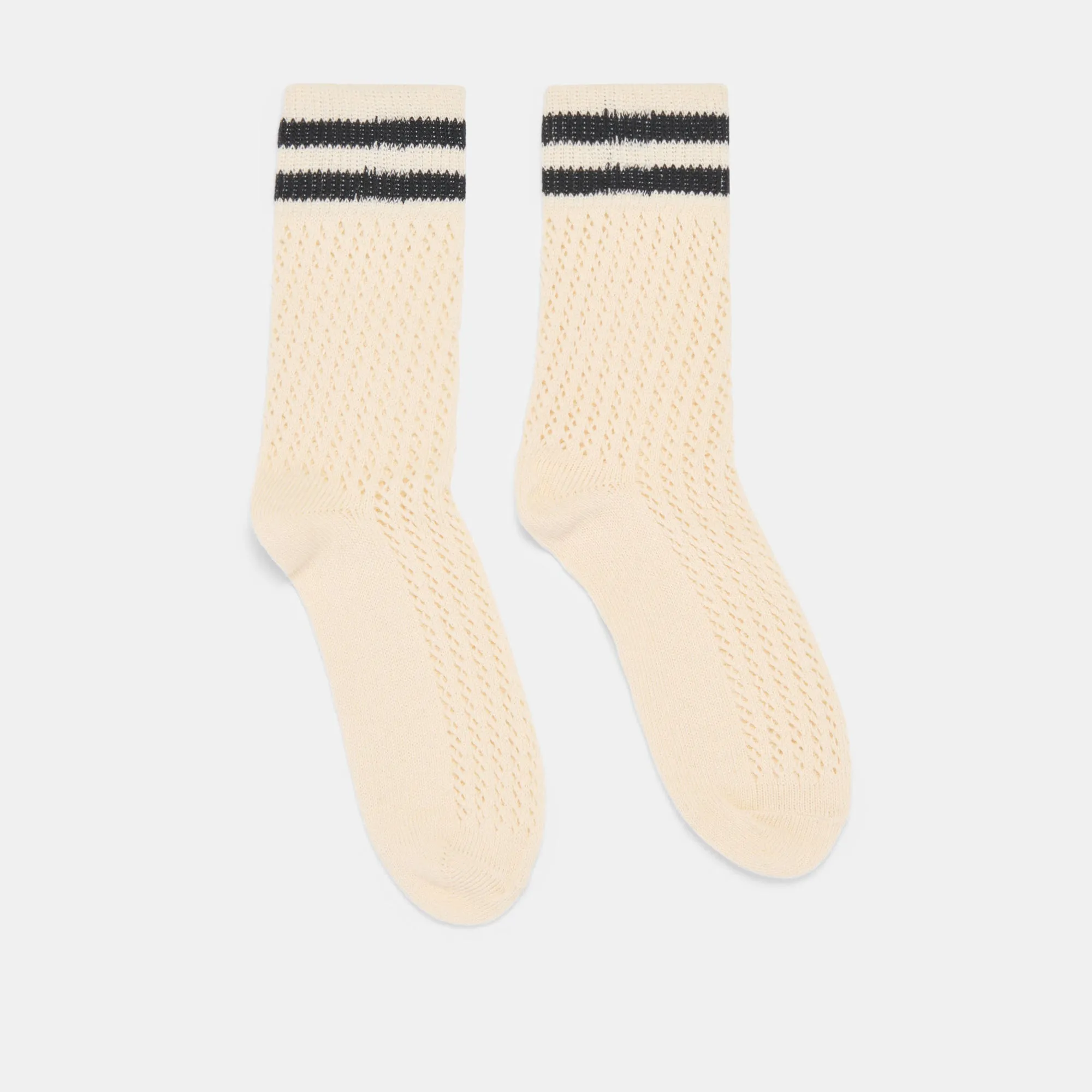 POINTELLE STRIPED SOCKS WHITE BLACK Dolce Vita