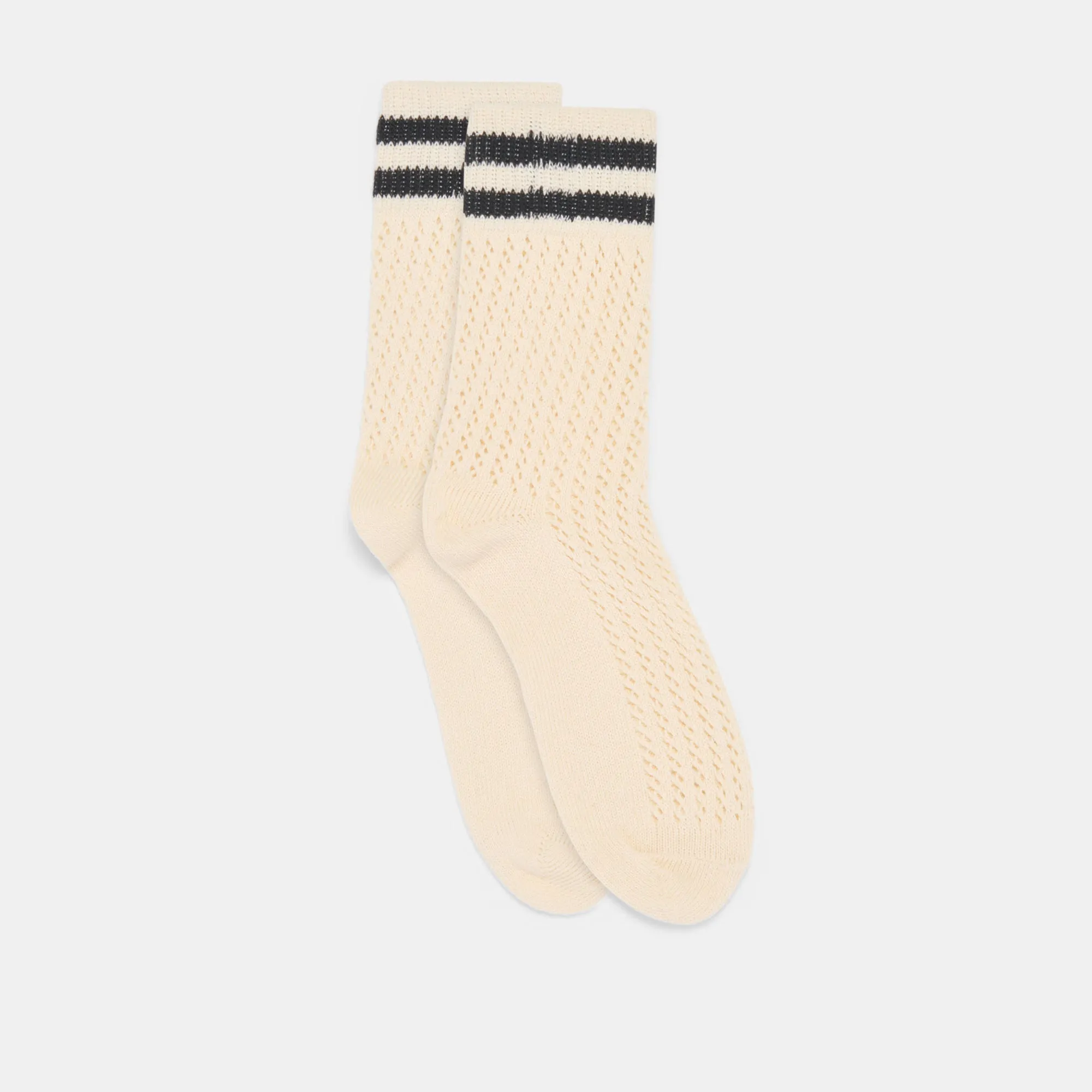 POINTELLE STRIPED SOCKS WHITE BLACK Dolce Vita