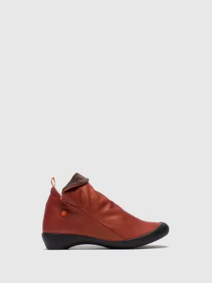 Red Leather Zip Up Ankle Boots