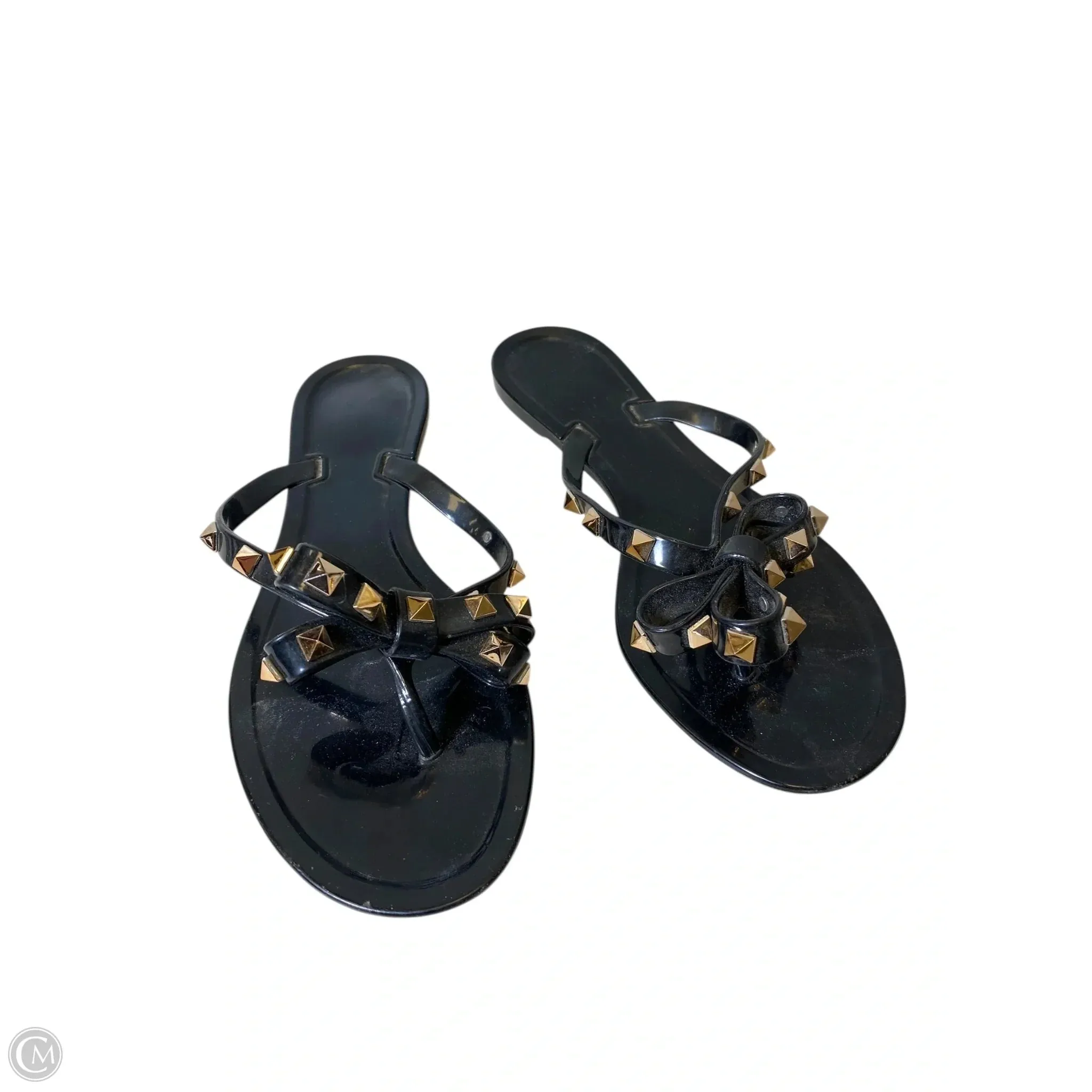 Sandals Flip Flops By Cmc In Black & Gold, Size: 8.5