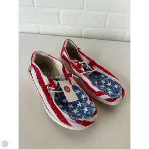 Shoes Sneakers By Hey Dude In Blue & Red & White, Size: 7