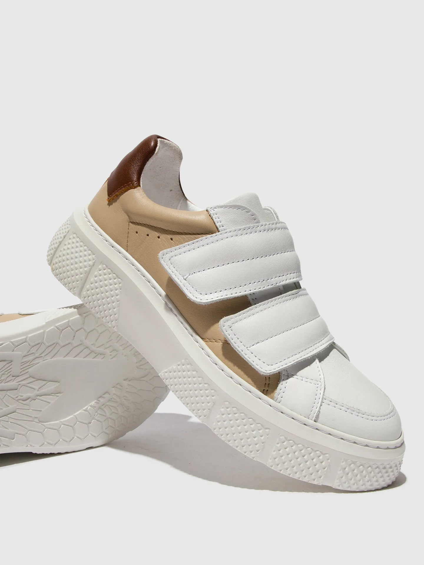 Velcro Trainers EDDA513FLY WHITE/BEIGE/COGNAC