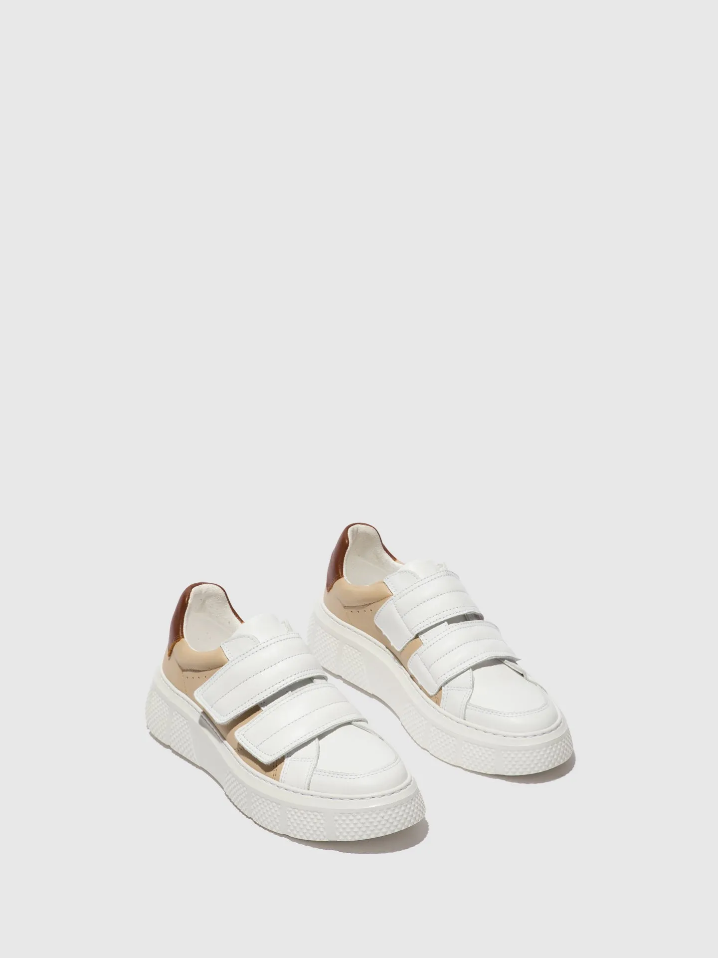 Velcro Trainers EDDA513FLY WHITE/BEIGE/COGNAC