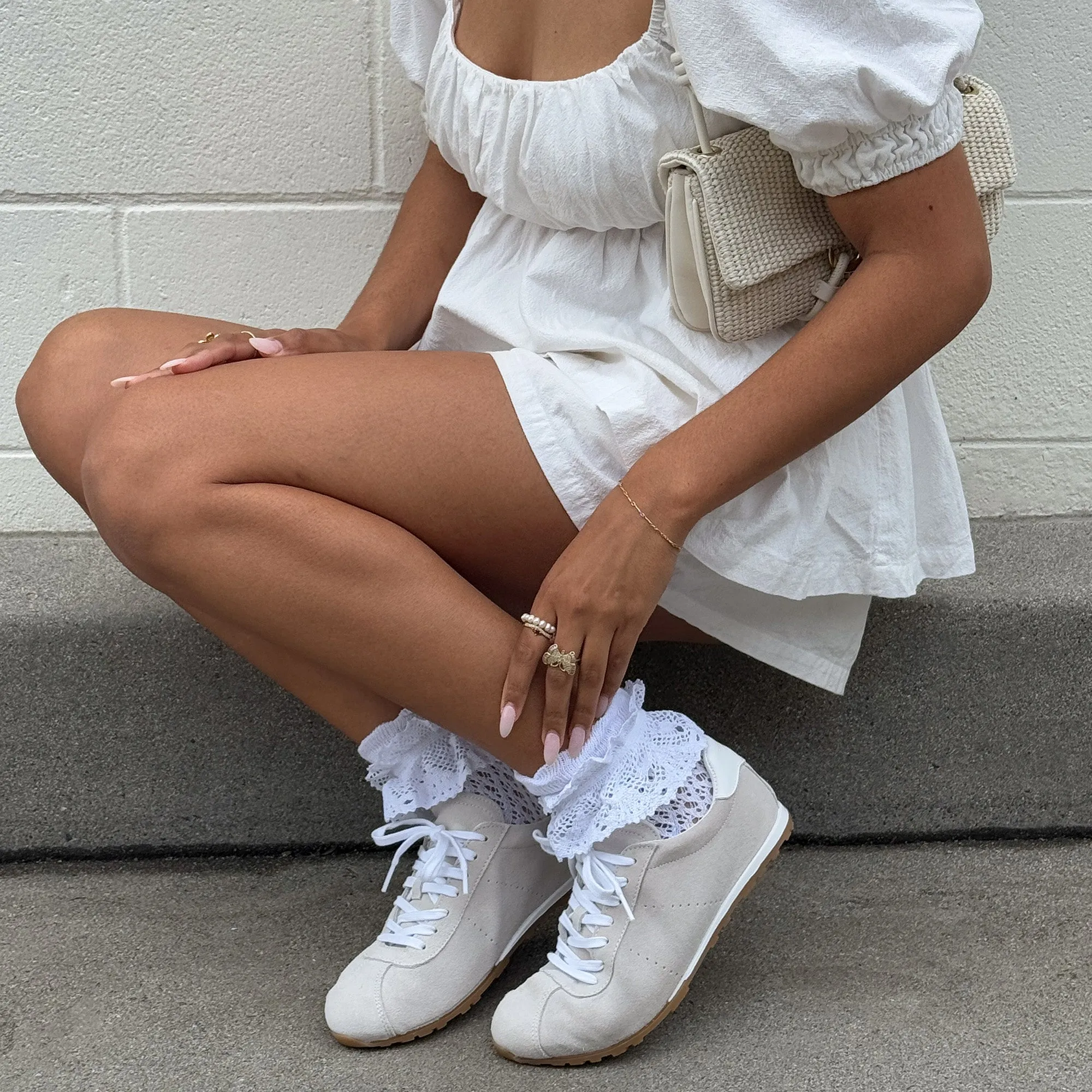 WHIMSY LACE ANKLET SOCKS WHITE Dolce Vita